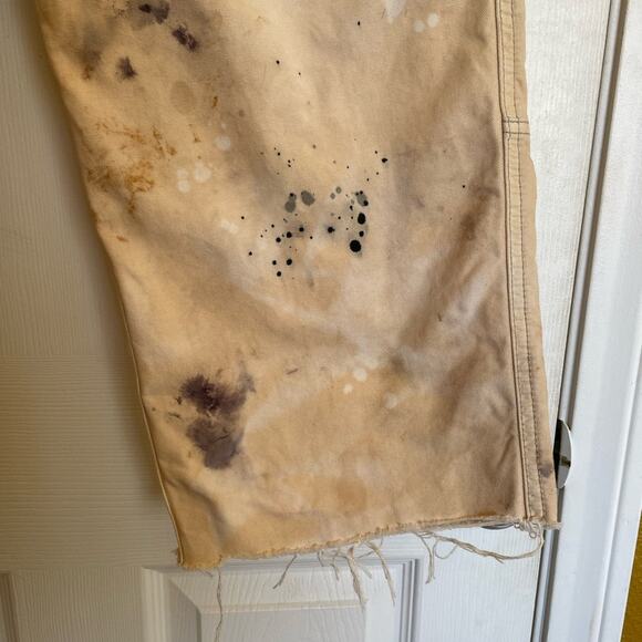 BDG Tan & Black Tie Dye Elastic Waist Cargo Capri Cutoffsa Medium Grunge Boho - Picture 2 of 10